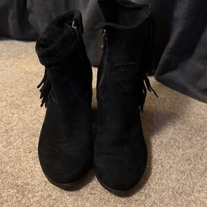 Sam Edelman Black Ankle Booties with Fringe